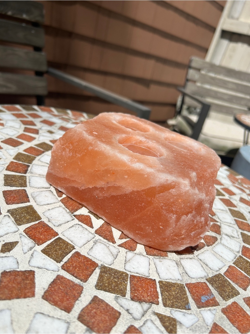 Himalayan Salt Tealight Holder - Orange Pink Block - Picture 4 of 4